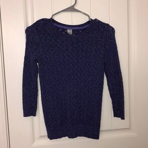 Purple half sleeve knitted sweater